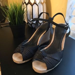 Silk & Leather wedges - Ann Taylor